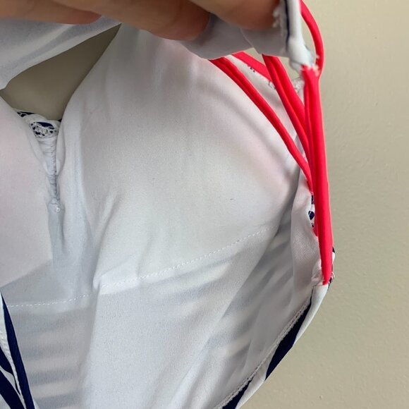 Fabletics Light Support Blue Striped Sports Bra - Picture 4 of 4